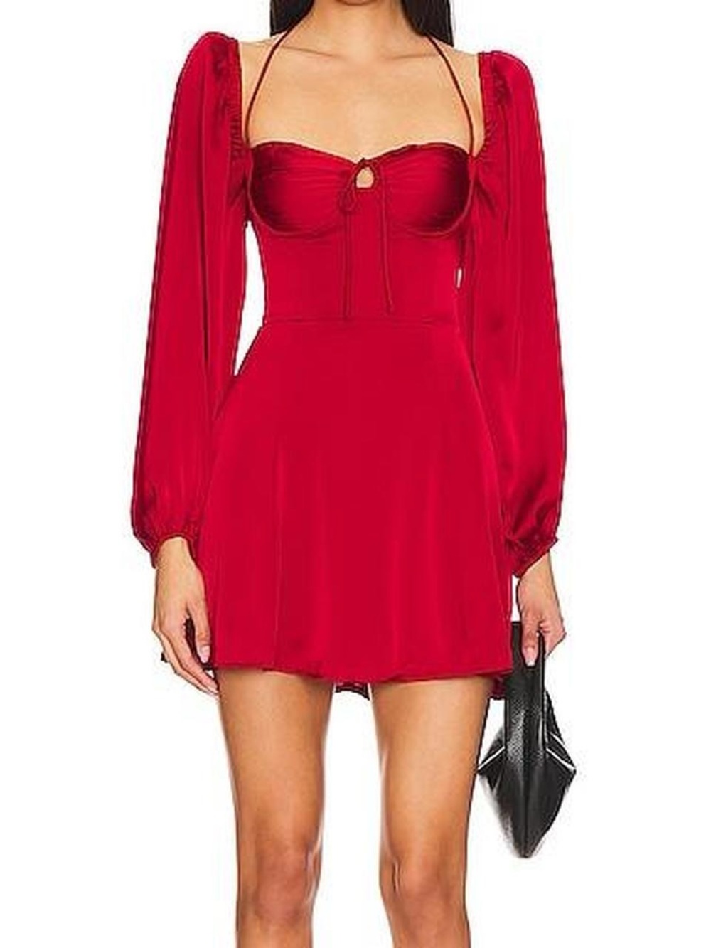 Astr the Label Women’s Red Long-Sleeve Mini Dress with Puff Sleeve